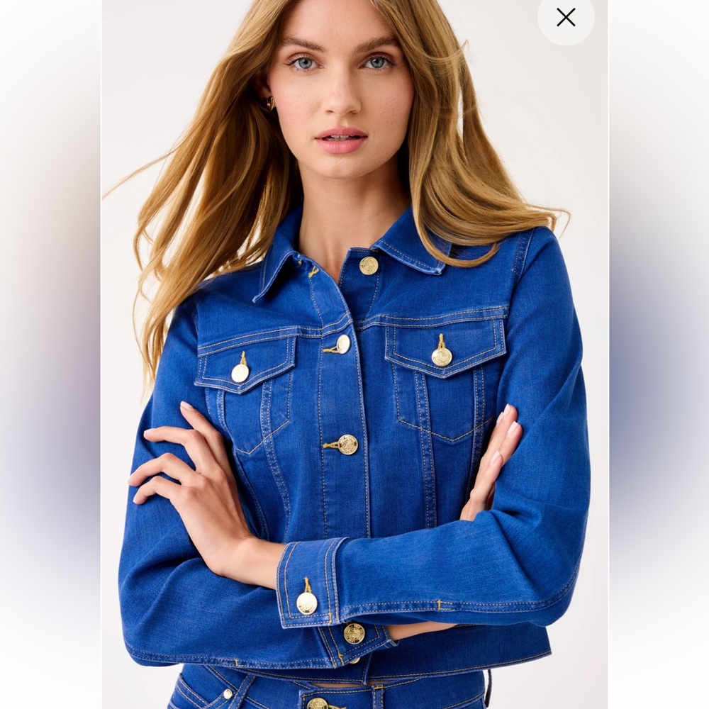 Lilly Pulitzer Seaspray stretch denim jacket -EUC!